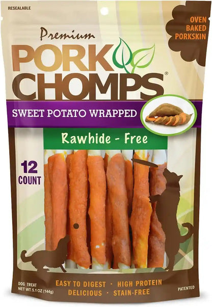 Pork Chomps Roasted Pork Skin Dog Chews, 5 Inch Mini Twists, 20 Count - Long-Lasting Treats for Dogs - High Protein, Rawhide-Free, Low Fat, Healthy & Delicious Chews12