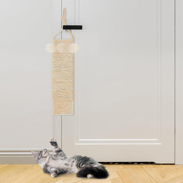 Dansydaisy 2 Pcs Cat Scratcher Door Hanging, 19.3 X 5.5Inch Cat Scratching Post Wall Mounted, Natural Sisal Scratching Pad Surface with Ball Toy for Indoor Cats Kitty7