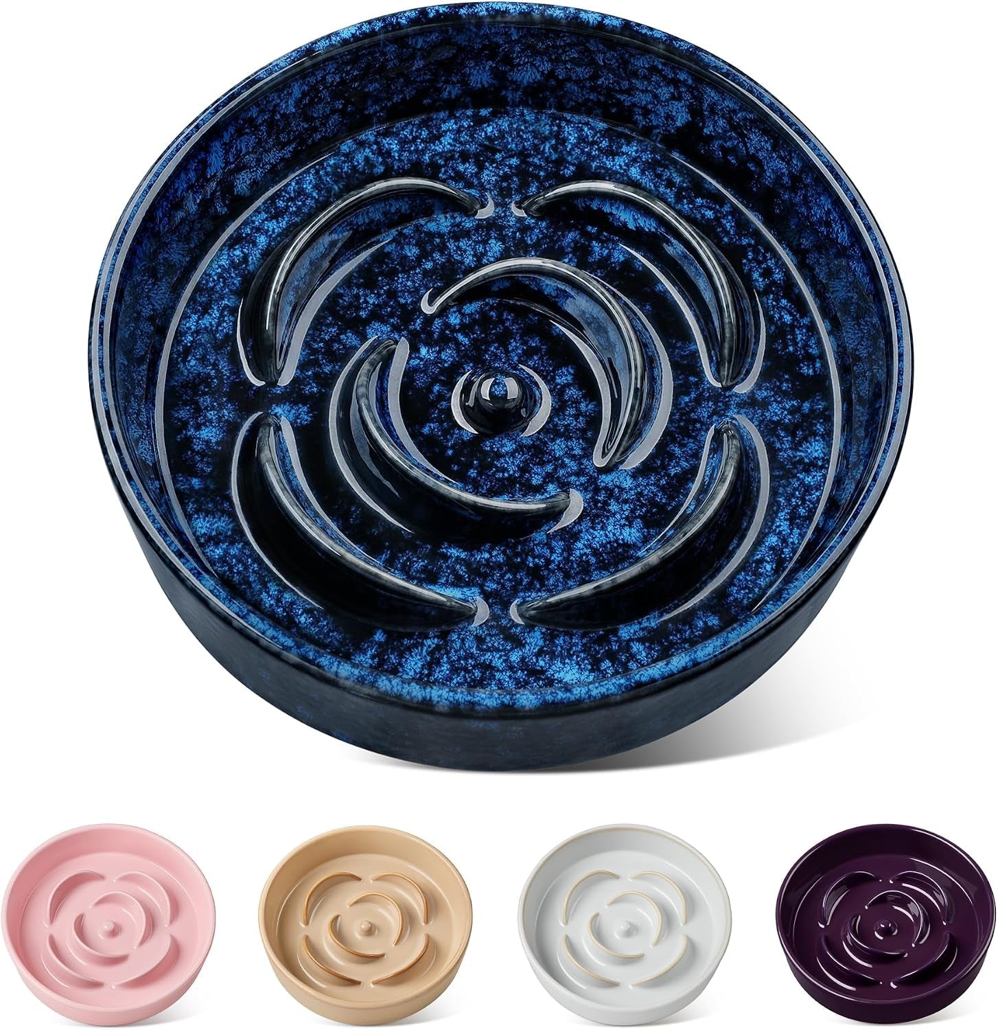 vancasso-slow-feeder-dog-bowl-0-6-cups-ceramic-dog-food-dish-for-fast-eaters-small-breed-puzzle-bowl-for-small-dogs-and-cats-blue