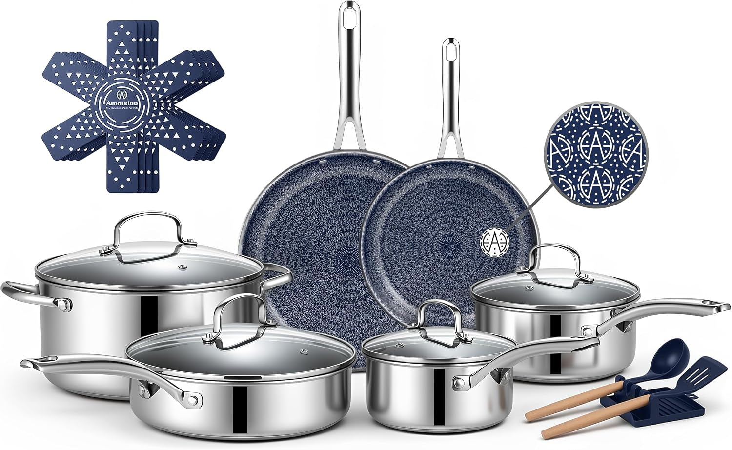 hybrid-stainless-steel-cookware-set-17-piece-tri-ply-pots-and-pans-set-non-stick-induction-kitchen-cookware-sets-dishwasher-oven-safe-pfoa-free-all-cooktops-compatible-navy-blue