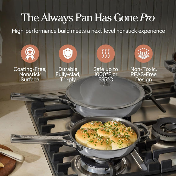 Our Place Mini Titanium Always Pan Pro, 8.5" Nonstick Titanium Frying Pan | Pfas-Free Titanium Skillet; Tri-Ply Steel & Aluminum; Lid & Spatula; Induction, Dishwasher & Oven Safe to 1000°F (750°F Gold)2
