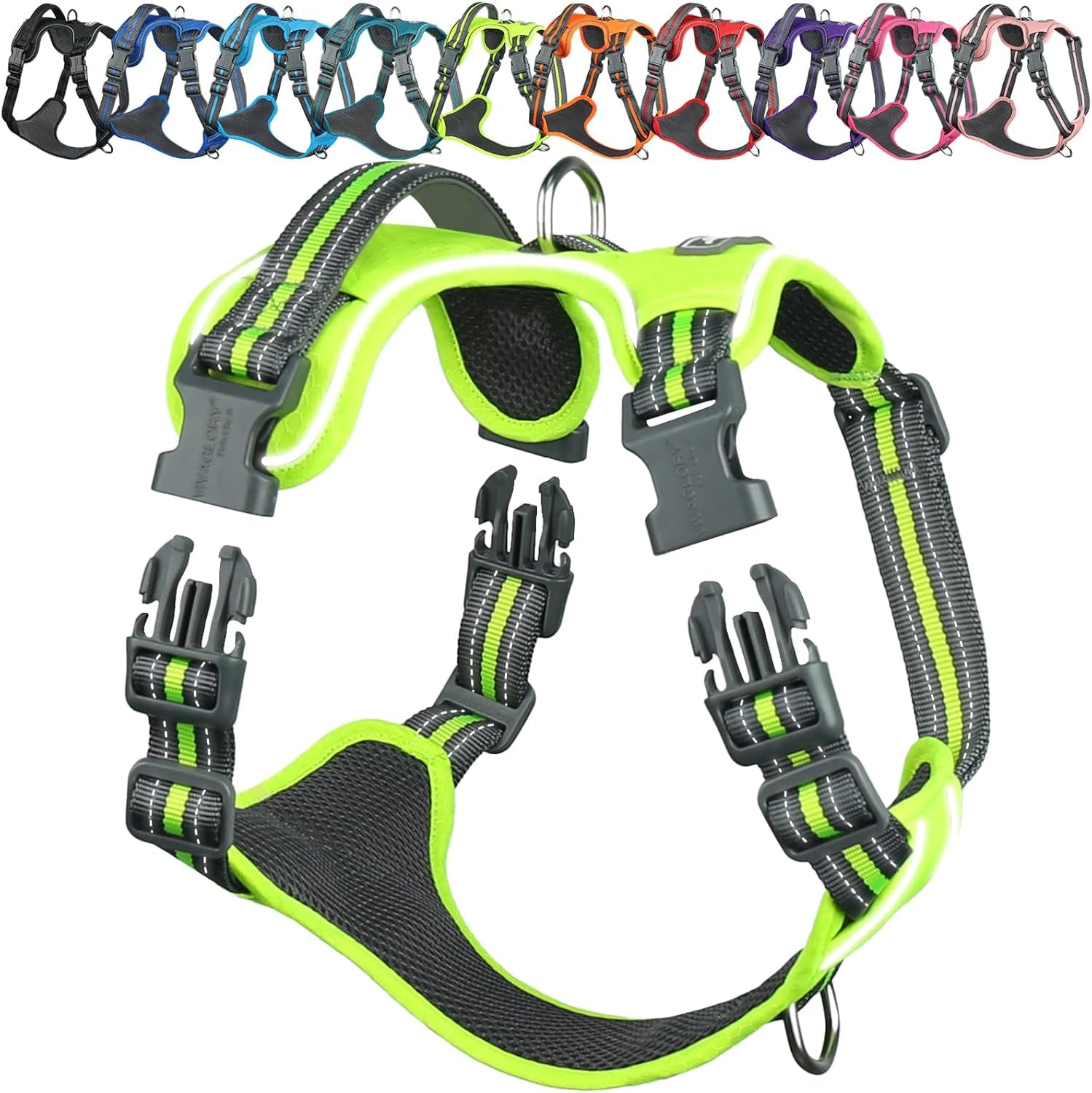 vivaglory-no-pull-dog-harness-vest-harness-l-orange-patterned-with-handle-front-and-back-clip-for-training-pulling-no-pull-escape-proof-padded-adjustable-for-pet-puppy