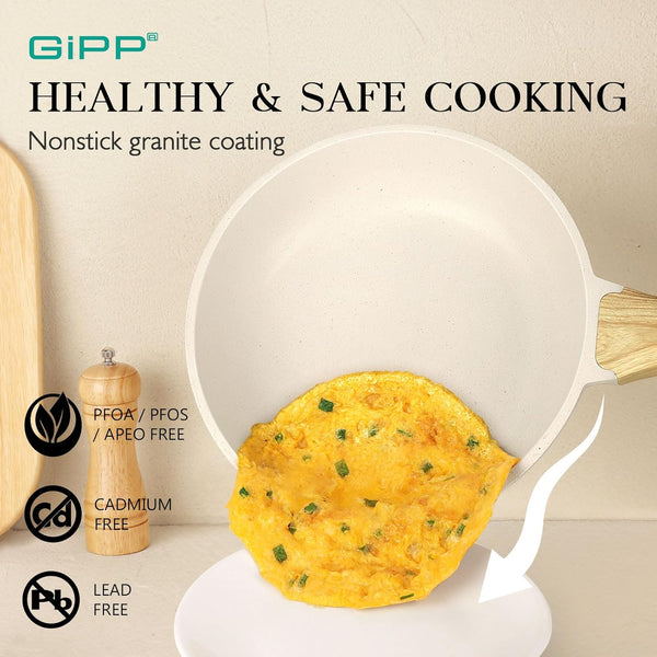 21Psc Pots and Pans Set Non Stick White Granite Kitchen Cookware Sets Nonstick Induction Cookware Non-Toxic Cooking Pan Set with Silicone Utensils, PFOS and PFOA Free3