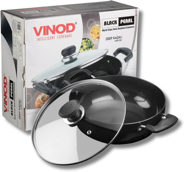 Cookware Professional Deep Kadhai – 2.1 Liters(2.2 Quarts) – 20Cm–Glass Lid Included – Multi-Use Hard Anodized Wok/Pot –Suitable for Indian Cooking, Sauces, Pasta, Stews, Soups – Riveted Handles8