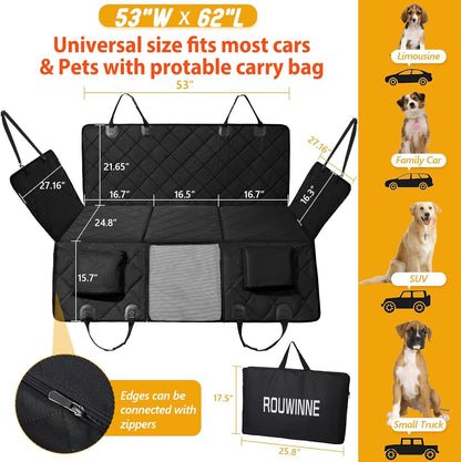 Back Seat Extender for Dogs-Large Space, Dog Car Seat Cover Hard Bottom Holds 420Lbs, Sturdy Backseat Extender for Dogs,Upgraded Waterproof Pet Car Bed Dog Hammock for Car, Suv,Truck, Black5