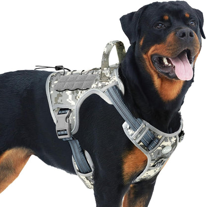 Auroth Tactical Dog Harness for Large Dogs No Pull Adjustable Pet Harness Reflective K9 Working Training Easy Control Pet Vest Military Service Dog Harnesses Army Yellow L42