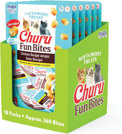 INABA Churu Fun Bites Chewy Cat Treats, Chicken, 18Ct | Immune Support, Antioxidant Support, 69% Moisture, Low Calorie, Grain-Free, Preservative-Free, 18 X 0.42 Oz Tetras Packs9