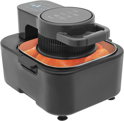 9L Large Capacity Air Fryer with Clear Lid, 1350W Touchscreen for 360° Even Cooking, 6-In-1 Airfryer Toaster Oven with Preheat and Keep Warm, Dishwasher Safe Basket, Black1