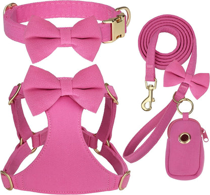 Beirui Cute Small Dog Harness Collar and Leash Set, Pink,Xxs,Chest 12-14" | for Small Dogs Puppy, Three Detachable Bows, Adjustable Step-In Vest, Yorkshire, Chihuahua, for Daily Walking Holiday Outfits10