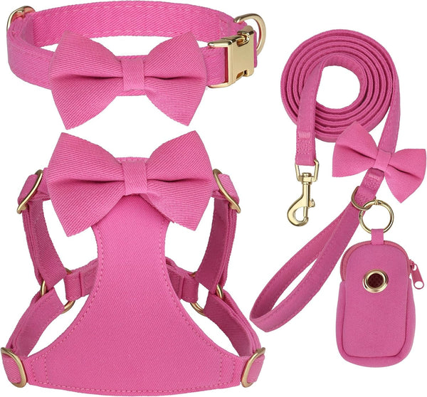 Beirui Cute Small Dog Harness Collar and Leash Set, Pink,Xxs,Chest 12-14" | for Small Dogs Puppy, Three Detachable Bows, Adjustable Step-In Vest, Yorkshire, Chihuahua, for Daily Walking Holiday Outfits10