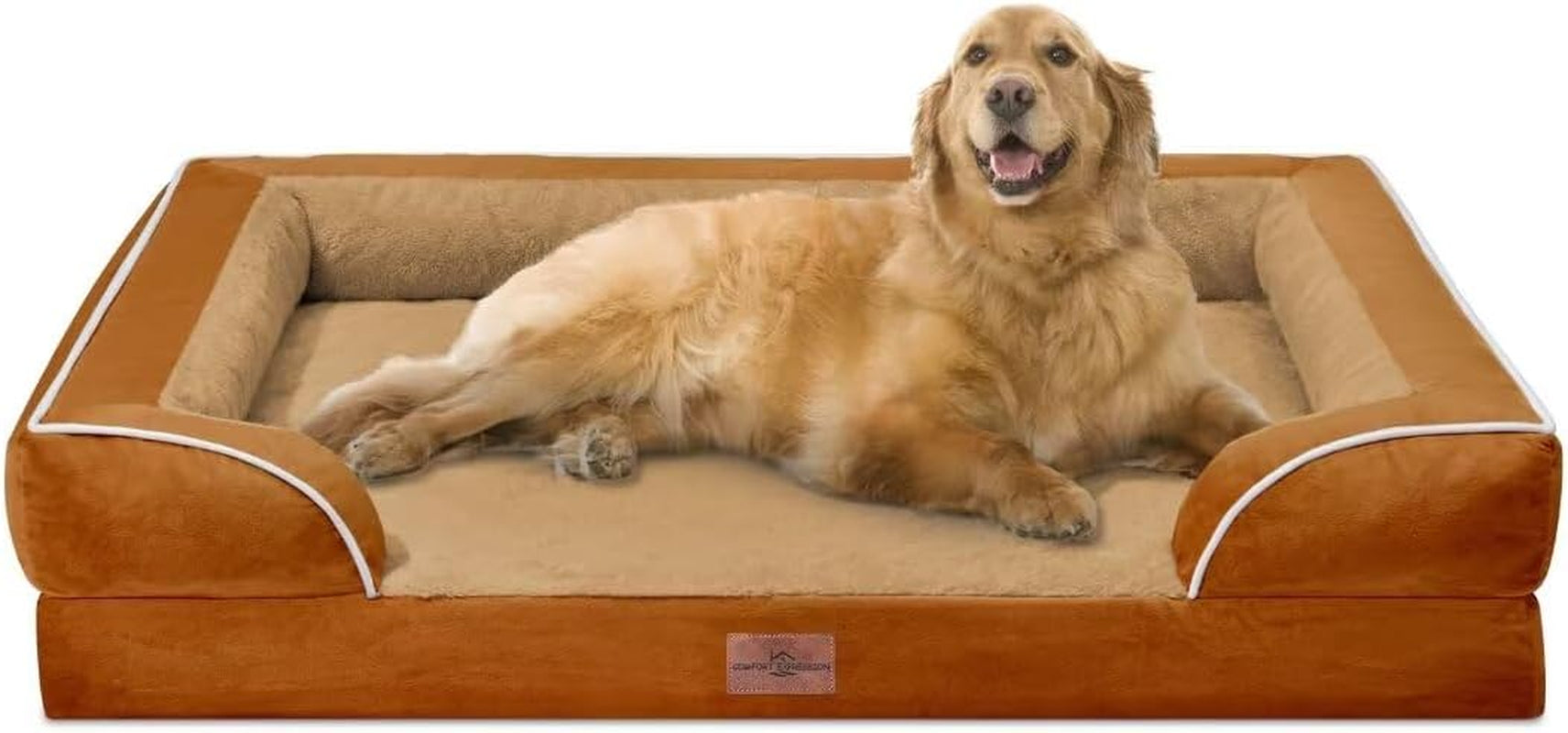 comfort-expression-orthopedic-dog-bed-for-extra-large-dogs-with-bolster-waterproof-dog-couch-bed-with-washable-cover-non-slip-bottom-supportive-egg-crate-foam-xl-pet-bed-42x30-inch