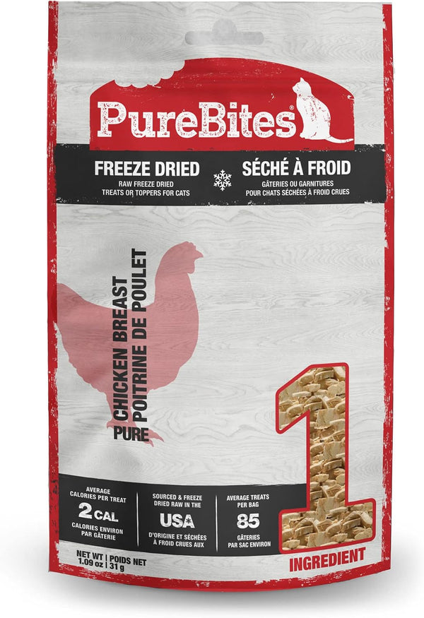 Purebites Chicken Breast Freeze Dried Cat Treats, 1 Ingredient, Made in USA, 2.3Oz8