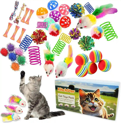 46 PCS Cat Toys for Indoor Cats, Kitten Toys with Cat Spring Toy, Mint Catnip with Crinkle Mouse Ball for Indoor Cats Kittens Exercise1