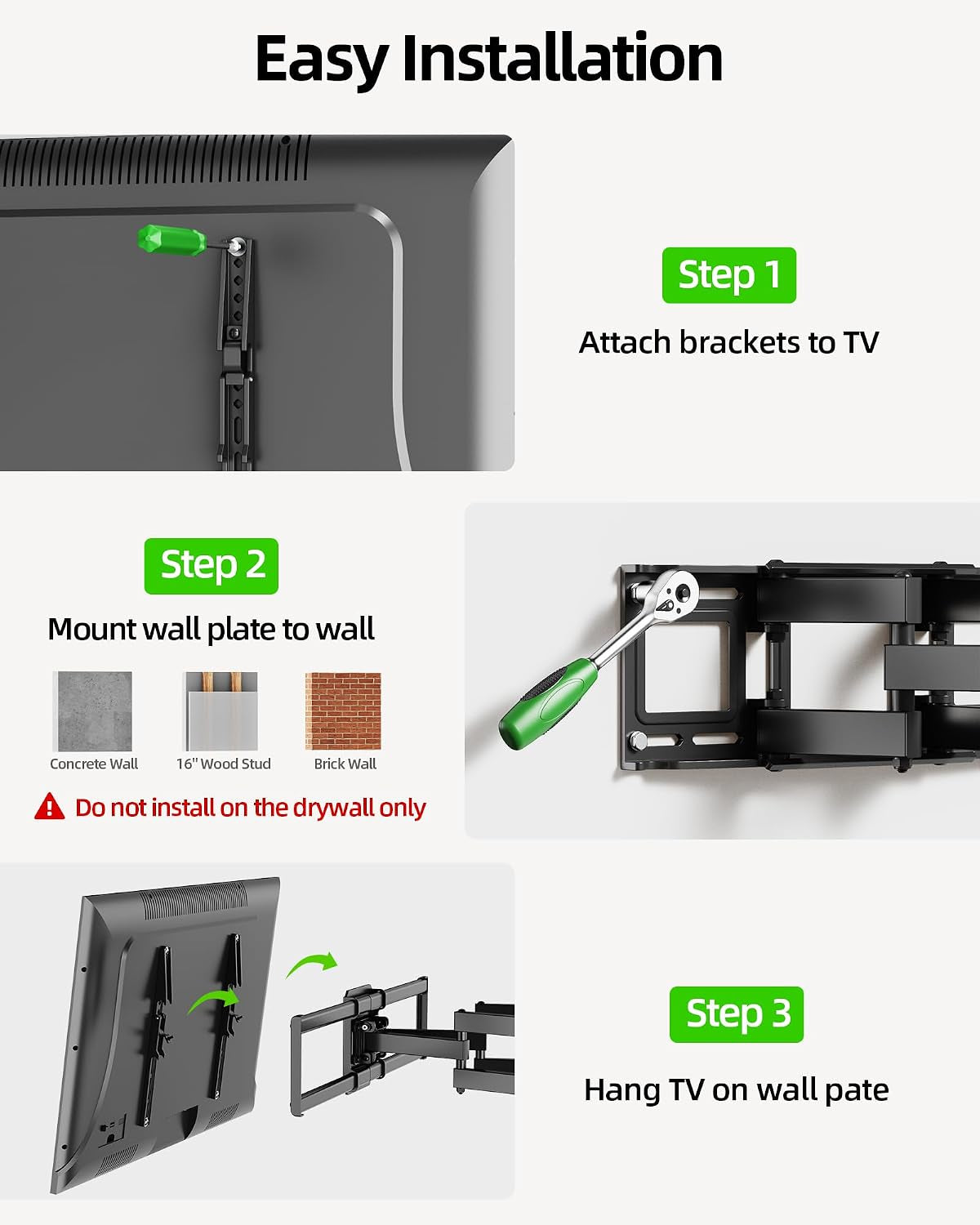 full-motion-tv-wall-mount-for-42-82-inch-tvs-up-to-120lbs-wall-mount-tv-bracket-with-articulating-swivel-tilt-extension-leveling-max-vesa-600x400mm-fits-12-16-wood-stud