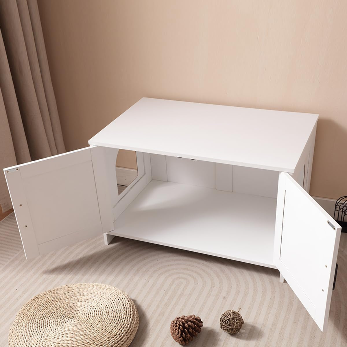 cat-litter-box-enclosure-with-barn-door-wooden-cat-washroom-furniture-litter-box-furniture-hidden-end-side-table-pet-house-multi-functional-double-cabinet-doors-for-bedroom-living-white