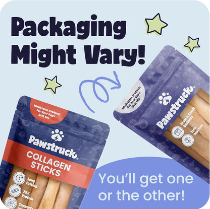 Pawstruck All Natural 11-12" Roasted Collagen Sticks for Dogs – Low Odor & Long-Lasting Bully Stick & Rawhide Alternative, Single Ingredient, Vet Approved – 5 Pack10
