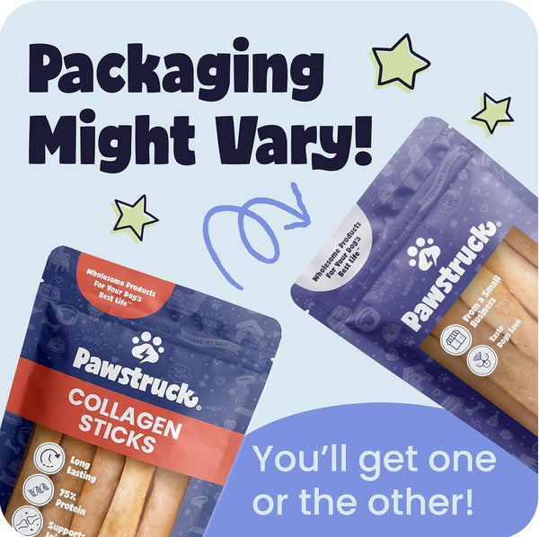 Pawstruck All Natural 11-12" Roasted Collagen Sticks for Dogs – Low Odor & Long-Lasting Bully Stick & Rawhide Alternative, Single Ingredient, Vet Approved – 5 Pack10