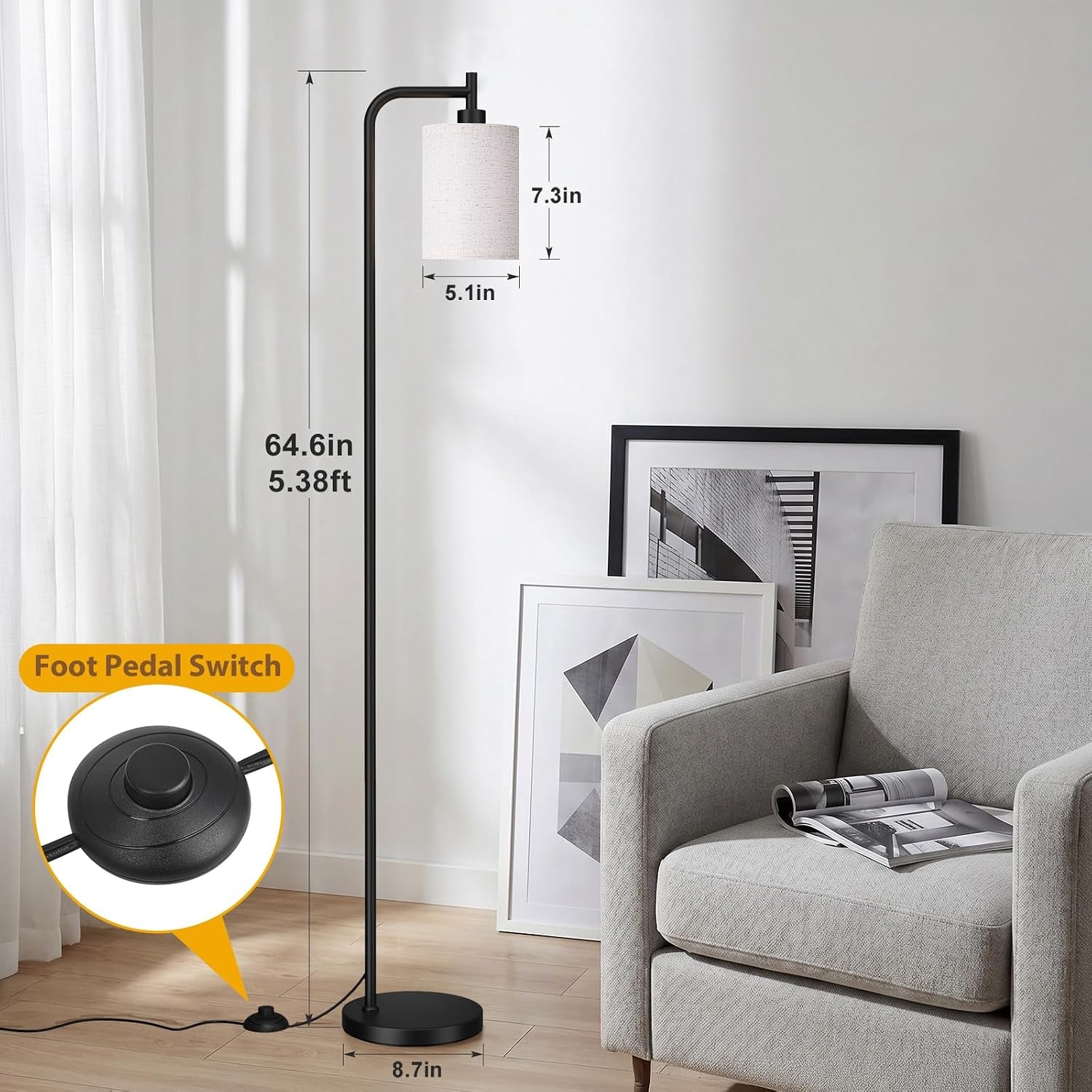 64-floor-lamp-with-remote-control-dimmable-tall-standing-lamps-for-living-room-bedroom-office-corner-9w-led-bulb-included-foot-pedal-switch-beige-shade-black-pole