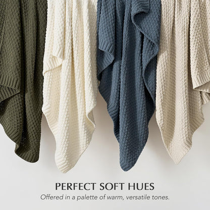 HOME Chunky Chenille Knit Throw Blanket, 50 X 60, Olive Green | Sculpted Moss Stitch, Chic Modern Farmhouse, All-Season Warmth, OEKO-TEX® Certified, Elegant Blanket for Couch, Bed, Sofa7