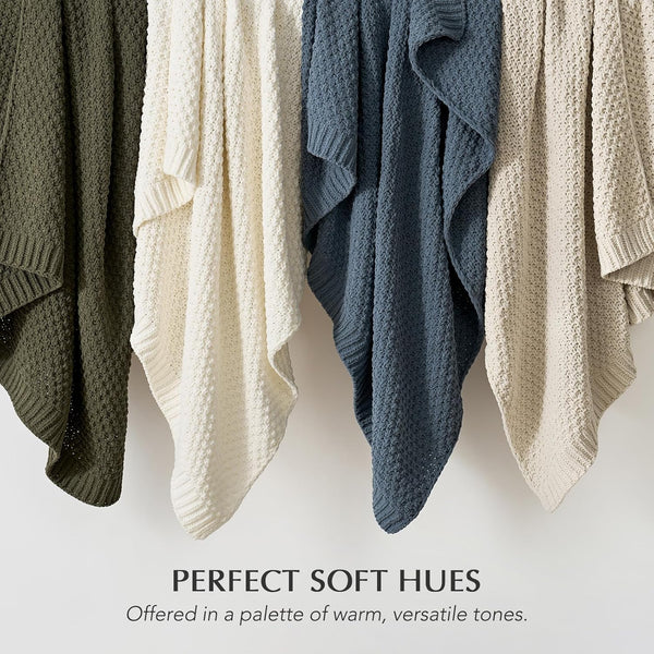 HOME Chunky Chenille Knit Throw Blanket, 50 X 60, Olive Green | Sculpted Moss Stitch, Chic Modern Farmhouse, All-Season Warmth, OEKO-TEX® Certified, Elegant Blanket for Couch, Bed, Sofa7