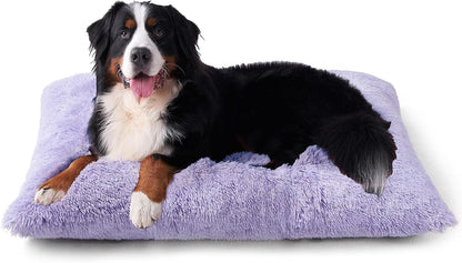 EHEYCIGA Fluffy Dog Crate Bed for Extra Large Dogs, Plush Faux Fur Pad, Calming anti Anxiety XL Bed for Crate, Washable Soft Warm Dog Mat with Non-Slip Bottom, Grey63