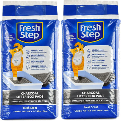 Fresh Step Charcoal Litter Box Pads with Activated Carbon for Odor Control, Ultra-Absorbent with Leak-Proof Bottom for Scrub-Free Cleanup, 16.9 X 11.4 Inches, 7 Count12