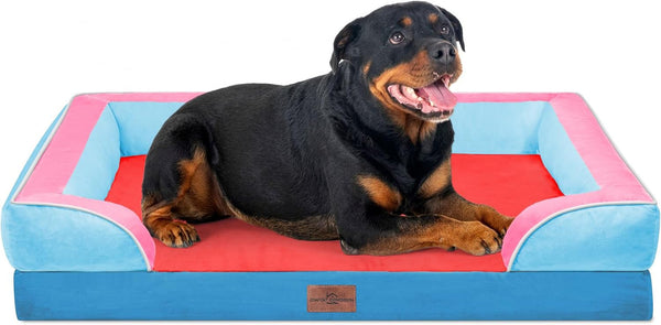 Comfort Expression Orthopedic Dog Bed for Extra Large Dogs with Bolster | Waterproof Dog Couch Bed with Washable Cover & Non-Slip Bottom, Supportive Egg Crate Foam XL Pet Bed, 42X30 Inch91