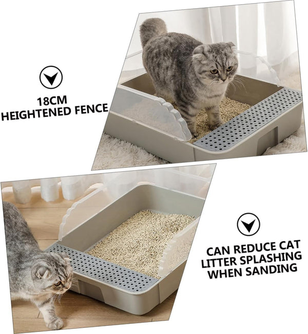 ERINGOGO Semi-Closed Cat Litter Box Potty with Detachable Anti-Splash Durable Pan Small Gray for Kitten Toilet and Cat Housebreaking5