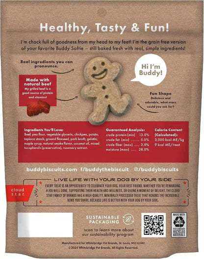 Buddy Biscuits Softies 5 Oz Pouch, Grain-Free Soft & Chewy, Natural Grilled Beef Flavor Dog Treats, Oven Baked in the USA2