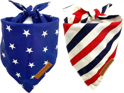 Realeaf 4Th of July Dog Bandanas 2 Pack, Reversible American Flag Pet Scarf for Boy and Girl, Premium Durable Fabric, Patriotic Bandana for Large and Extra Large Dogs (X-Large)1