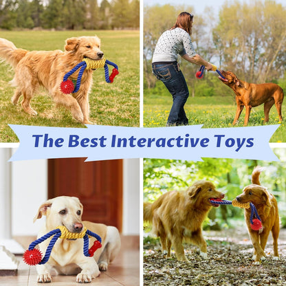 Aitmexcn Interactive Dog Rope Toys Tug of War, Tough Dog Toys for Large, Medium & Small Dogs, 100% Cotton Chew Toys for Boredom, Pull Ball Rope Teeth Cleaning6