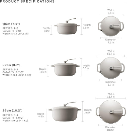 Oven Pot 2.0 | 26Cm (5.9Qt) - Oyster Gray | Lightweight Enameled Cast Iron Dutch Oven, Non-Toxic, Oven-Safe, Induction-Compatible, 10.2”, Serves 4–6, Made in Japan9