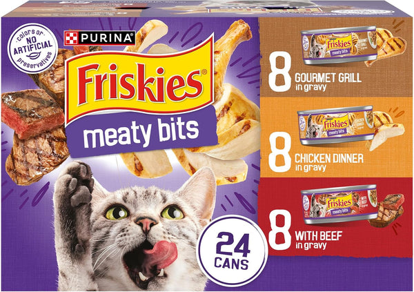 Friskies Purina Meaty Bits Cat Food Variety Pack, 24 Pack 5.5 Oz Cans1