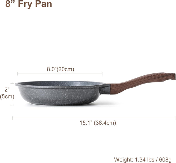 Nonstick Frying Pan Skillet, Swiss Granite Coating Omelette Pan, Healthy Stone Cookware Chef'S Pan, PFOA Free (8/9.5/10/11/12.5 Inch) (8 Inch)7