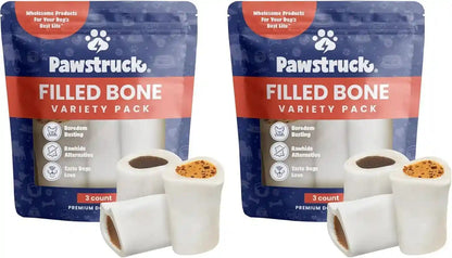 Pawstruck Large 5-6” Filled Dog Bones Variety Pack - Peanut Butter, Cheese & Bacon, Beef Flavors - Made in USA, Long Lasting Stuffed Femur Treat for Aggressive Chewers - Pack of 3, Packaging May Vary11