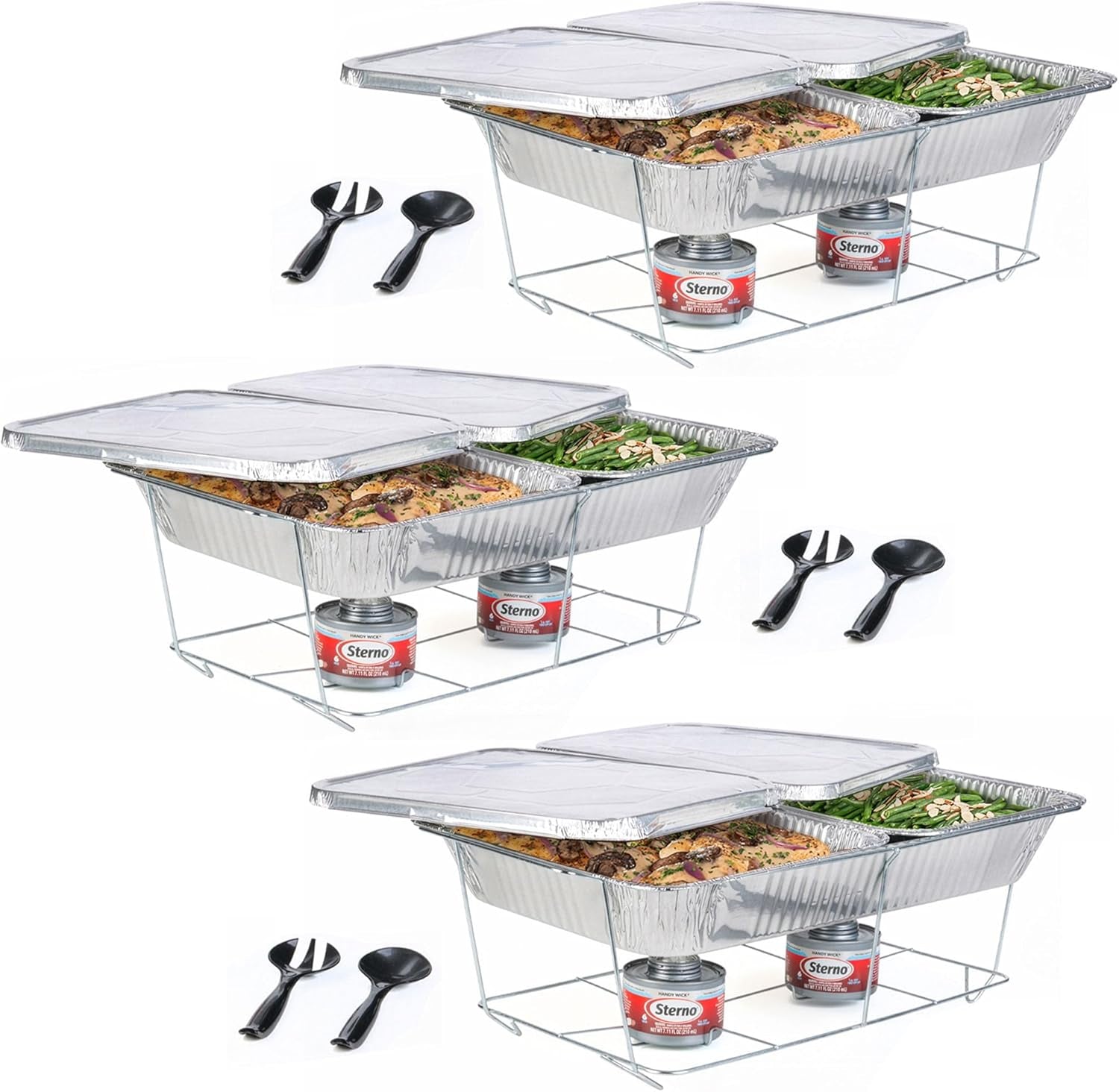 disposable-chafing-dish-buffet-set-with-6-hour-fuel-30-piece-3-full-size-buffet-setups-with-6-fuel-cans-3-water-pans-6-half-size-food-pans-6-lids-3-wire-racks-and-serving-utensils