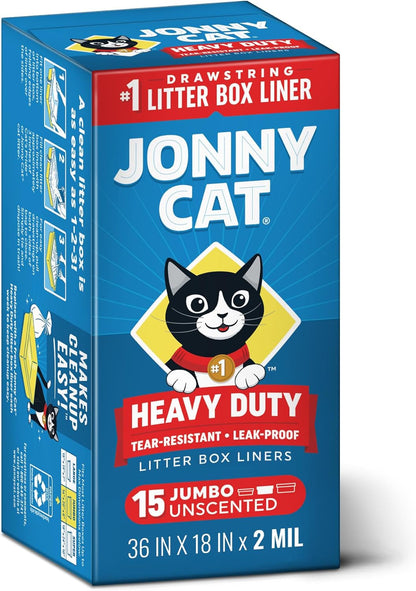 Jonny Cat Litter Box Liners Heavy Duty, Tear & Leak Resistant Jumbo 15Ct1