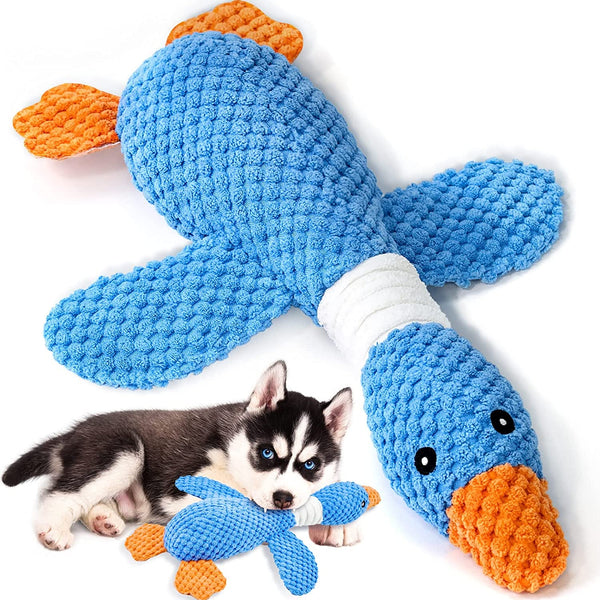 Vitscan Upgraded Goose Indestructible Dog Toys for Aggressive Chewers Small Medium Large Breed, Crinkle Squeaky Plush Dog Puppy Chew Toys for Teething, Duck Puppy Toys1