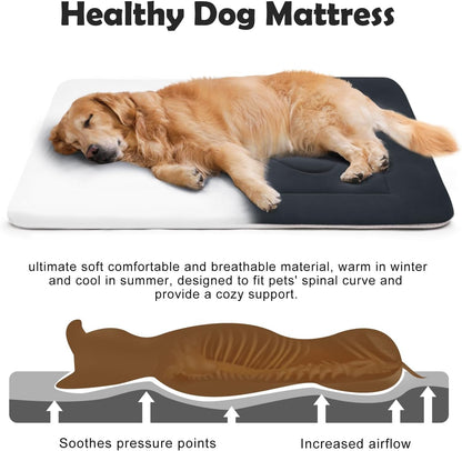 Large Dog Bed Soft Dog Crate Pad Mat, 42 in Non-Slip Bottom Washable Dog Sleeping Mattress Pet Beds Cat Bed Kennel Pad, Dark Blue Gray4