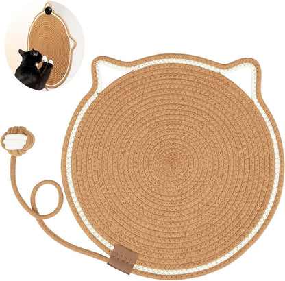 Cat Scratcher Mat, Natural Cotton Rope Cat Scratch Pad, 15.7'' round Horizontal Floor Cat Scratching Pads for Indoor Cats, Cat Furniture Protector for Wall, Couch, Carpets, Sofas1