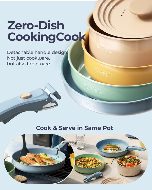 12-Piece Detachable Handle Pots and Pans Set, Ceramic Nonstick | Stackable Saves 70% Space, Induction Compatible, Oven Safe, PTFE Free, Includes Storage Bag and Pads, Ideal for Rv Camping6
