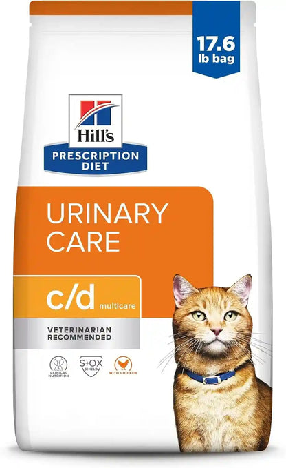 HILL'S PRESCRIPTION DIET C/D Multicare Urinary Care Dry Cat Food | #1 Veterinarian Recommended, Chicken Recipe, 4 Lb. Bag20