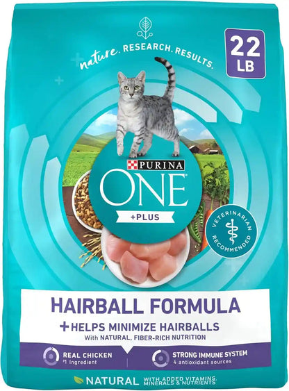 Purina ONE Natural Cat Food for Hairball Control, +PLUS Hairball Formula - 16 Lb. Bag10