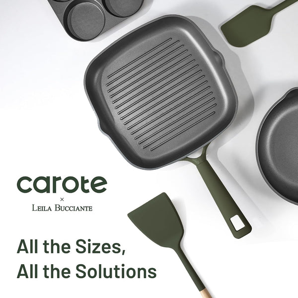 31Pcs Pots and Pans Set, Nonstick Cookware Set | Egg Pan, Steamer & Durable Silicone Utensils, Even Heating, All-Stovetop Compatible, Green7