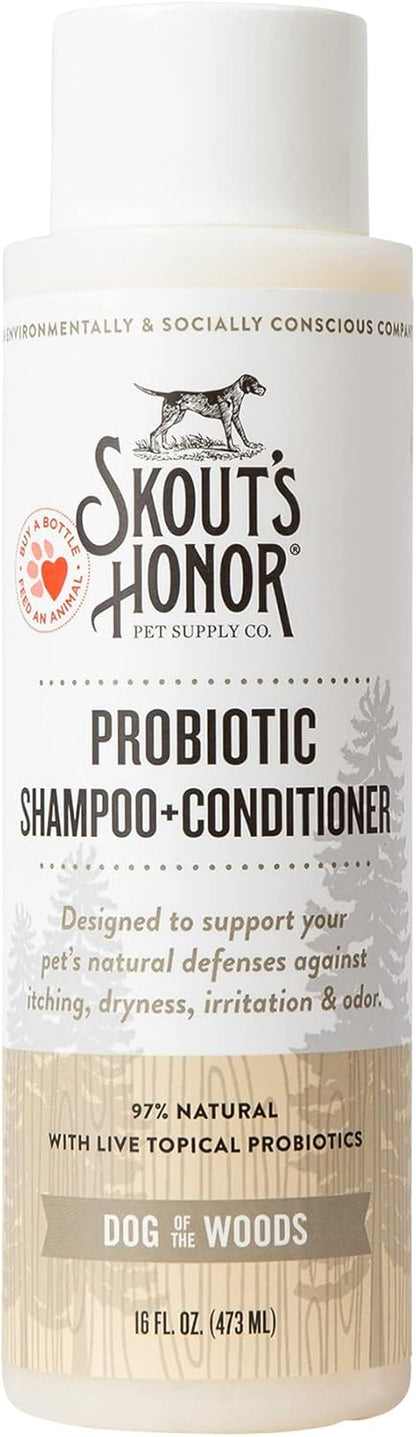 SKOUT'S HONOR Probiotic Dog Shampoo and Conditioner - DOTW, 16 Oz | Hydrating Natural 2-In-1 for Itchy Skin, Microbiome-Friendly with Avocado Oil & Omega-3S, Paraben & Sulfate-Free1