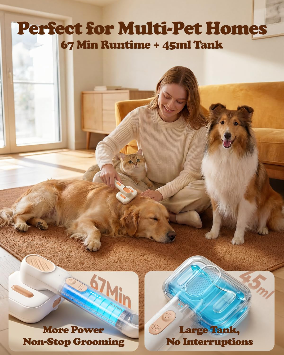 rorhxia-steam-dog-cat-brush-for-shedding-for-short-long-haired-pet-2026-upgraded-cool-steam-brush-1-shampoo-skin-friendly-self-cleaning-ipx7-waterproof-deodorizes-soften-the-coat