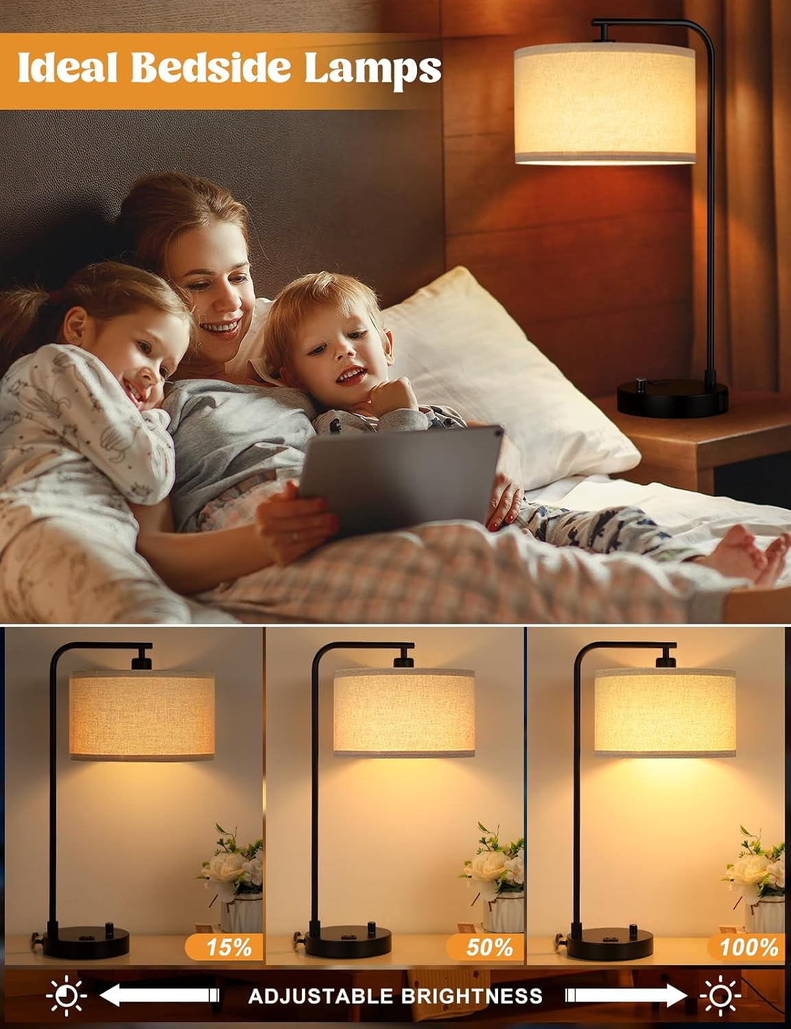 20-7-tall-table-lamp-with-usb-outlet-fully-dimmable-nightstand-lamp-linen-lampshade-usb-port-and-outlet-black-desk-lamp-for-bedside-living-room-guest-room-home-office-led-bulb-included