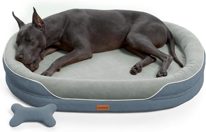 CWAWZ XL Orthopedic Dog Bed, Extra Large Dog Bed, Dog Sofa for Large Sized Dogs with Full-Surround Bolsters, Dual-Sided Dog Cooling Bed with Memory Foam, Washable Sofa with Nonslip Bottom, Light Grey13