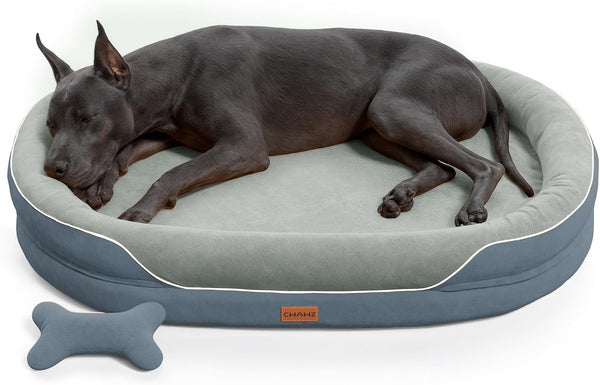 CWAWZ XL Orthopedic Dog Bed, Extra Large Dog Bed, Dog Sofa for Large Sized Dogs with Full-Surround Bolsters, Dual-Sided Dog Cooling Bed with Memory Foam, Washable Sofa with Nonslip Bottom, Light Grey13