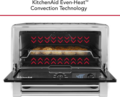 Kitchenaid Digital Countertop Oven, Air Fryer & Pizza Stone, KCO128BM | No-Flip Air Fry Basket and 360° Air Fry System, 10 Essential Cooking Settings, Pizza Stone Included5